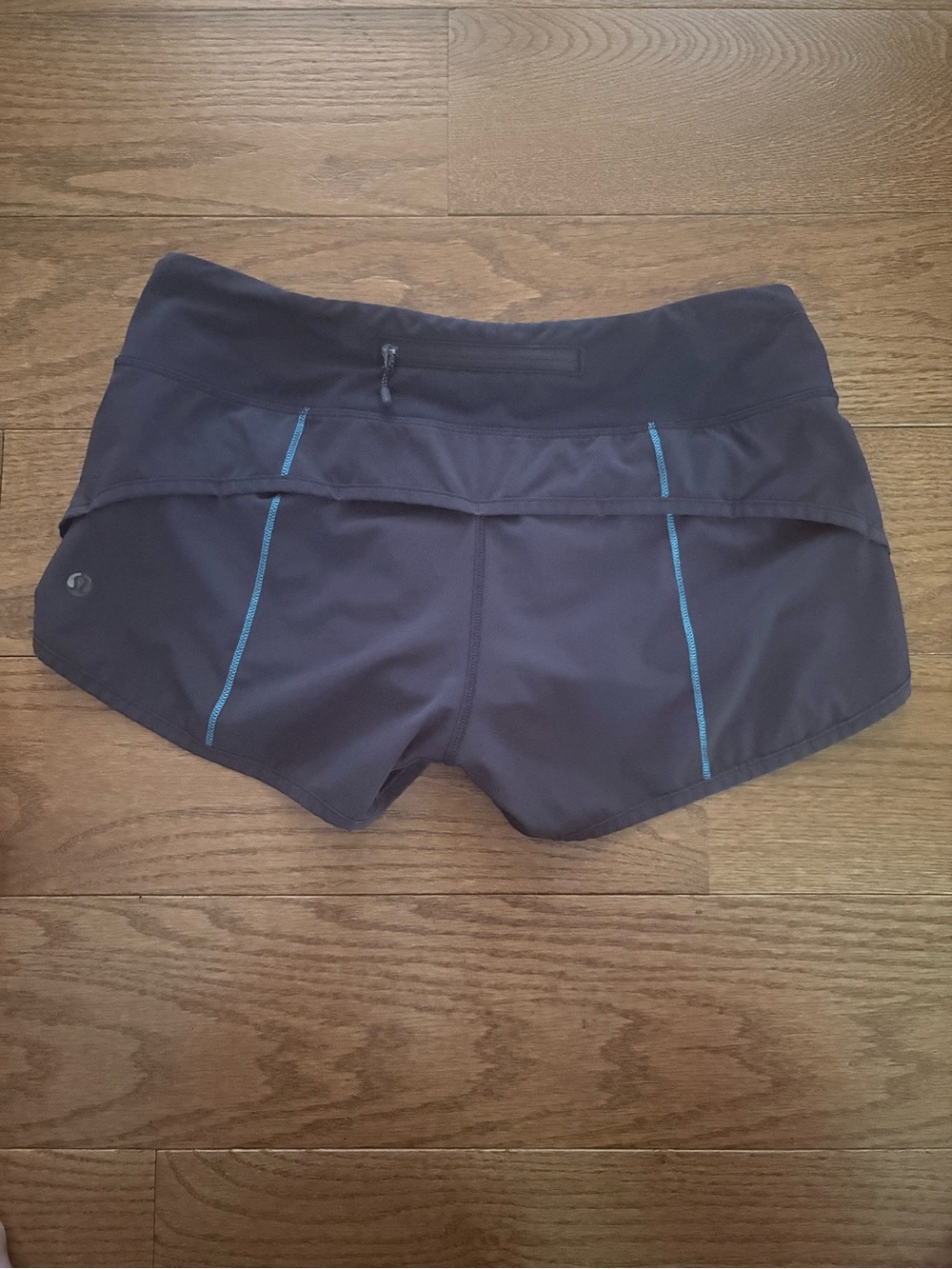 lululemon athletica Women's Navy Speed Up Shorts with Blue Stitching